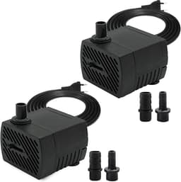 Productfoto van 2 stuks mini-waterpomp, 280 l/u, 4 W, aquariumpomp, instelbaar, 220 V | Fonteinpomp met zuignappen, regelbare waterstroom 8/13 mm, 50/60 Hz, voor aquarium, tuin en kleine vijvers