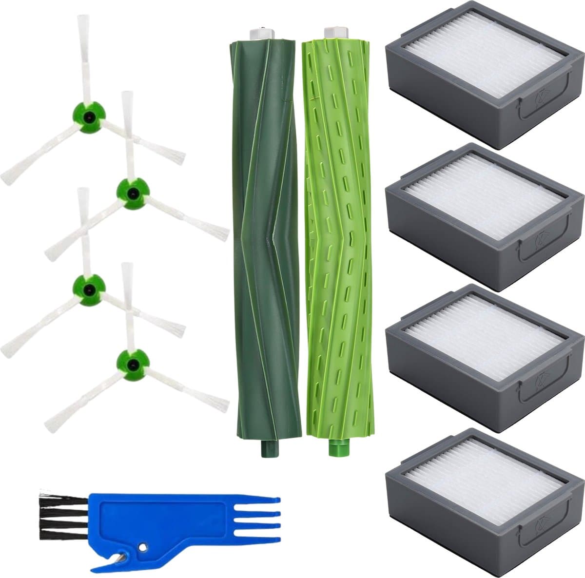 Accessoirespakket voor iRobot Roomba j7+/j7/i8+/i8/i7+/i7/i6+/i6/i5+/i5/i4+/i4/i3+/i3/E5/E6/E7 Filters/zijborstels/afzuigrollen