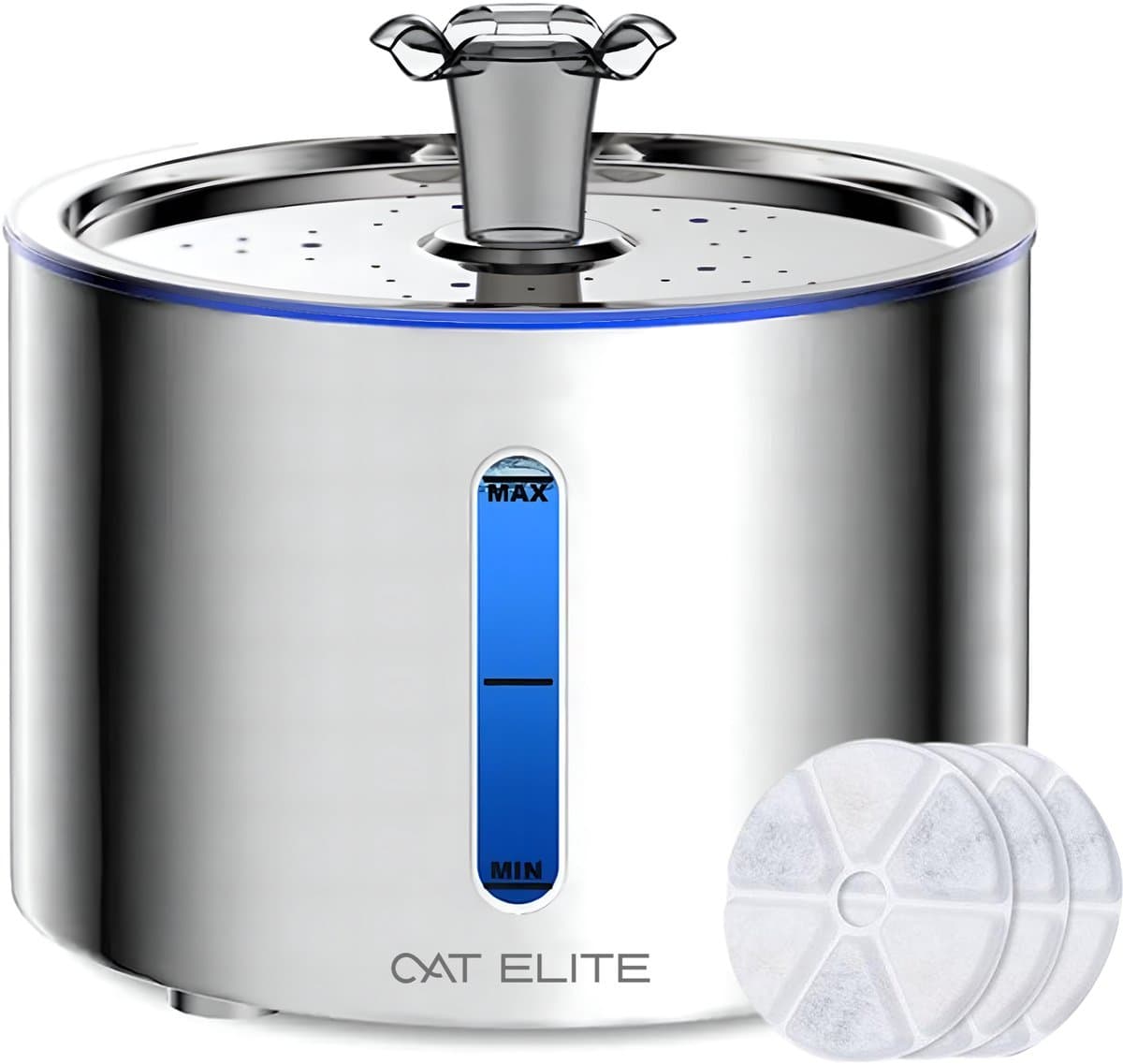 CatElite® - RVS Drinkfontein Kat | Mist - Waterdispenser incl. 3 filters - 2.5L Waterfontein Kat - Kattenfontein - Fluisterstil