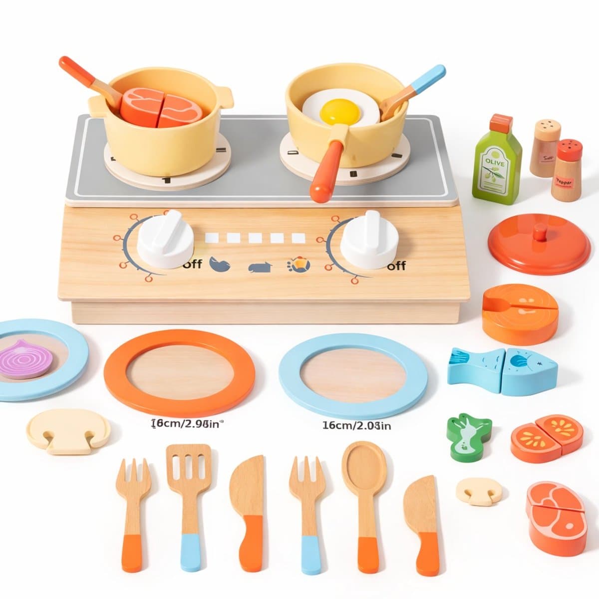 Onbekend Houten Keukenspeelset – Kookplaat, Pannen & Accessoires