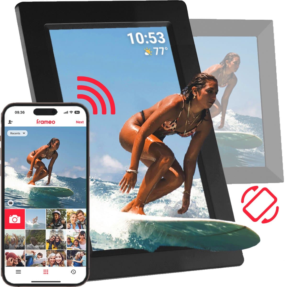 Digitale Fotolijst met WiFi - Frameo App - 10.1 Inch HD - Touchscreen - Foto's en Video's - Fotokader - Digitaal Fotolijstje - Digital Photo Frame - Fotolijsten - Vaderdag Cadeau voor Papa - Cadeaus voor Hem - Zwart - Silvergear