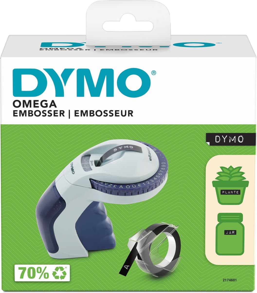 DYMO Omega labelmaker voor reliëfdruk | Kleine Lettertang met draaiklikwiel en ergonomisch ontwerp | Voor thuis, doe-het-zelven en knutselen (£/€, Ä, Ö & Ü)