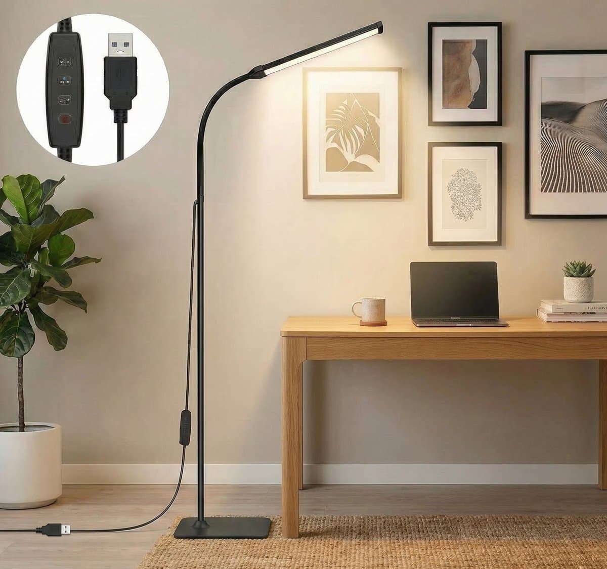 MUPOO Dimbare LED Vloerlamp - Flexibel verstelbaar, 10W USB