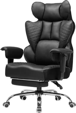 Productfoto van Bureau Stoel - Comfortabele Werkstoel - Thuiswerken - Verstelbare Armleuningen - Groot Formaat - Zwart
