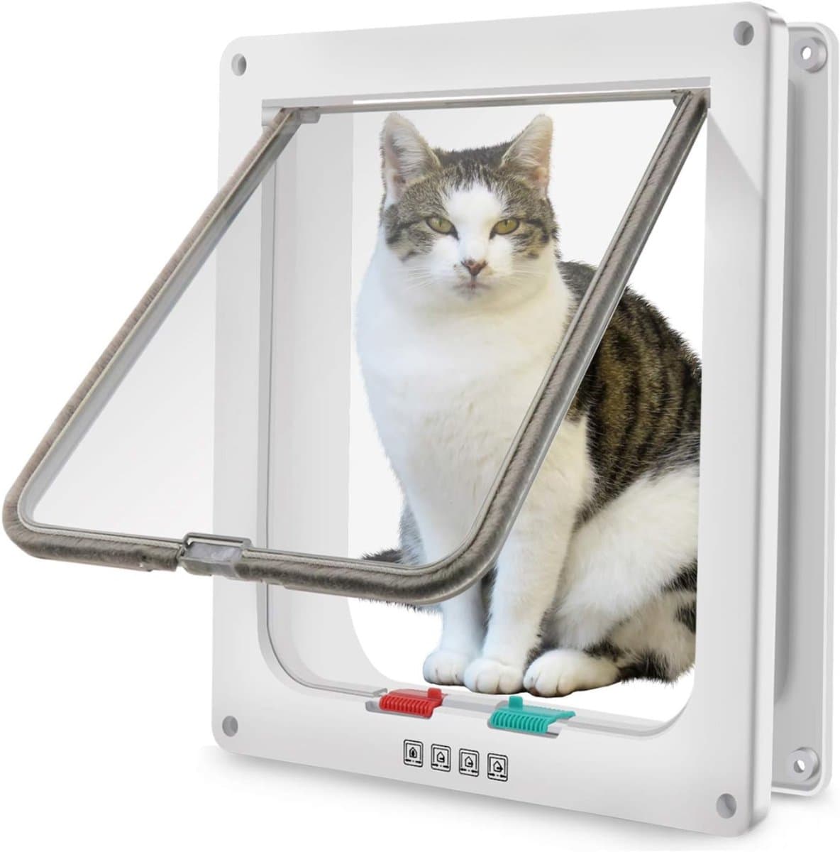 SNJY® Kattenluik met Microchip - Kattenluik met Chip - Kattenluik met Chipherkenning - 24,9B x 24,9H cm - Wit