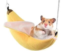Ainy - Knaagdier Bananen Bed / Schommel | Knaagdieren speelgoed | Hangmat voor in de hamsterkooi | Geschikt voor hamster, muis, gerbil en kleine cavia | 20cm