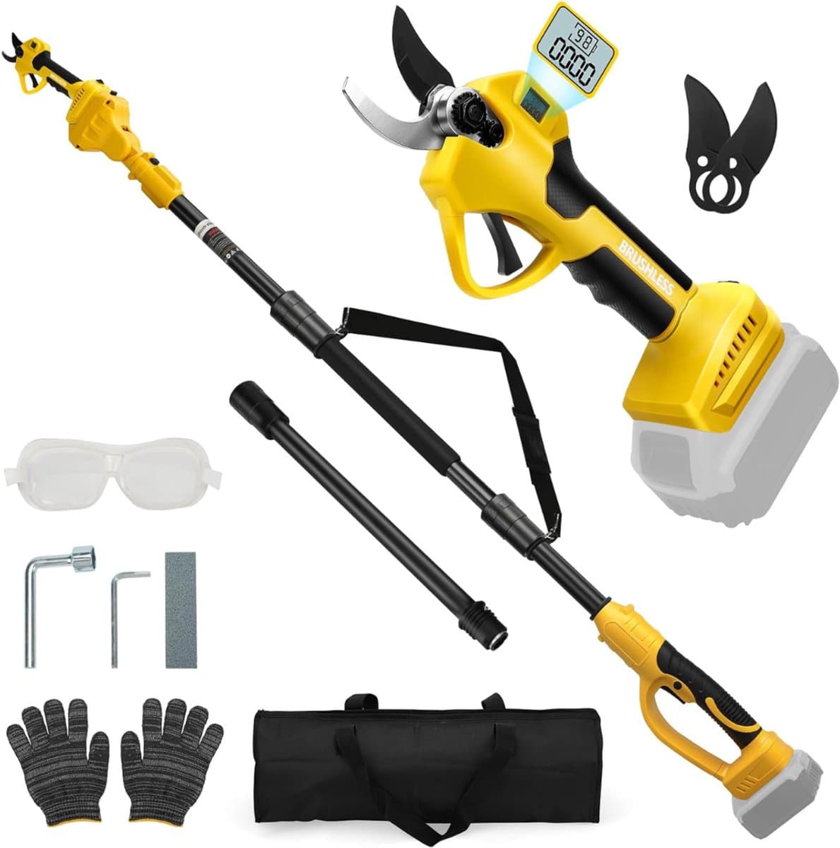 DailySupplies® Telescopische Snoeischaar - Mini Kettingzaag - Heggenschaar - Takkenschaar - Takkenzaag - Elektrische Snoeizaag met Accu - Geel