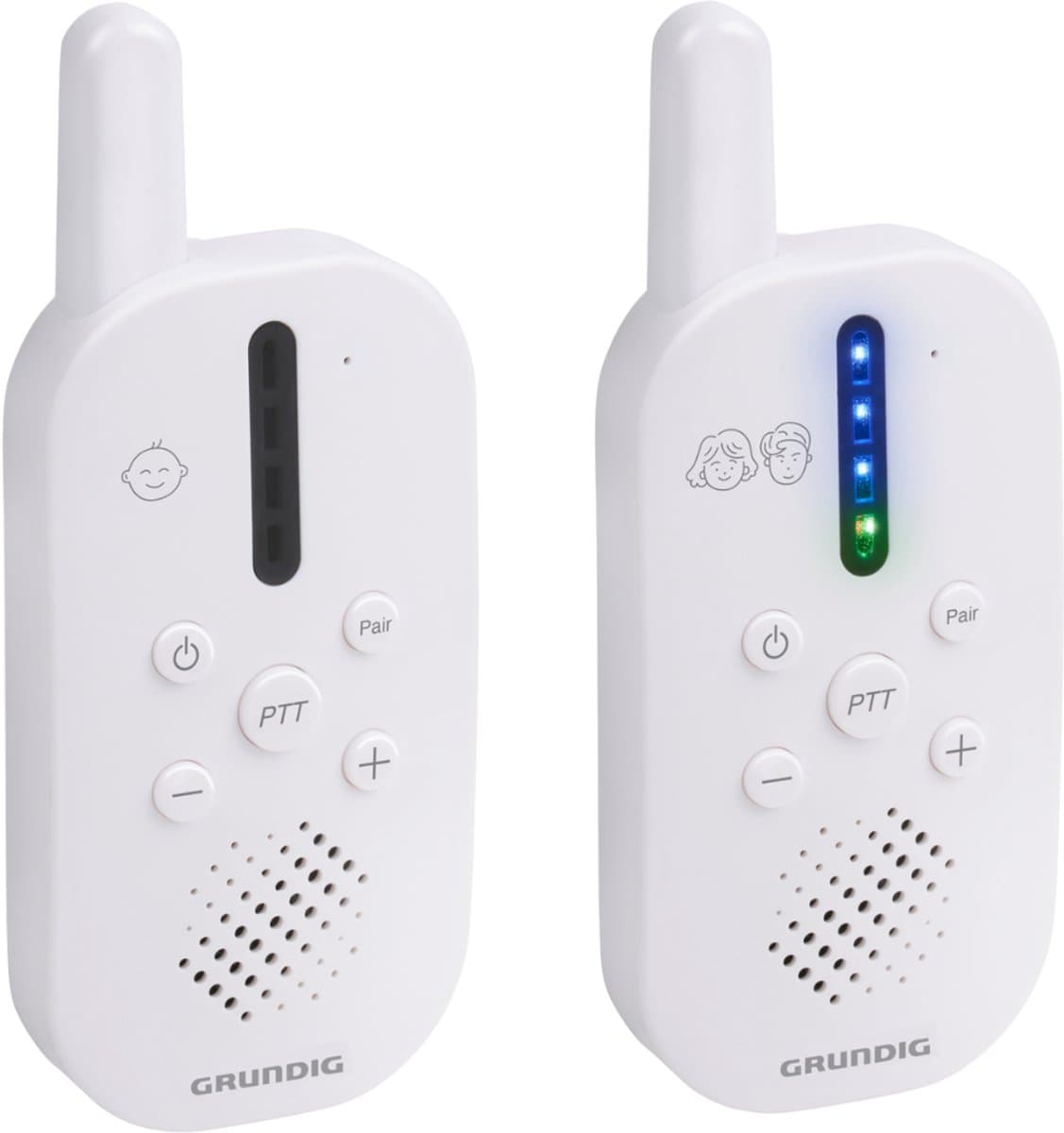 Grundig DECT Audio Babyfoon - Baby Monitor met 150M bereik - Ouder- en Babyunit - met LED Geluidsindicatie en Terugspreekfunctie - Babykamer Accessoires - Wit