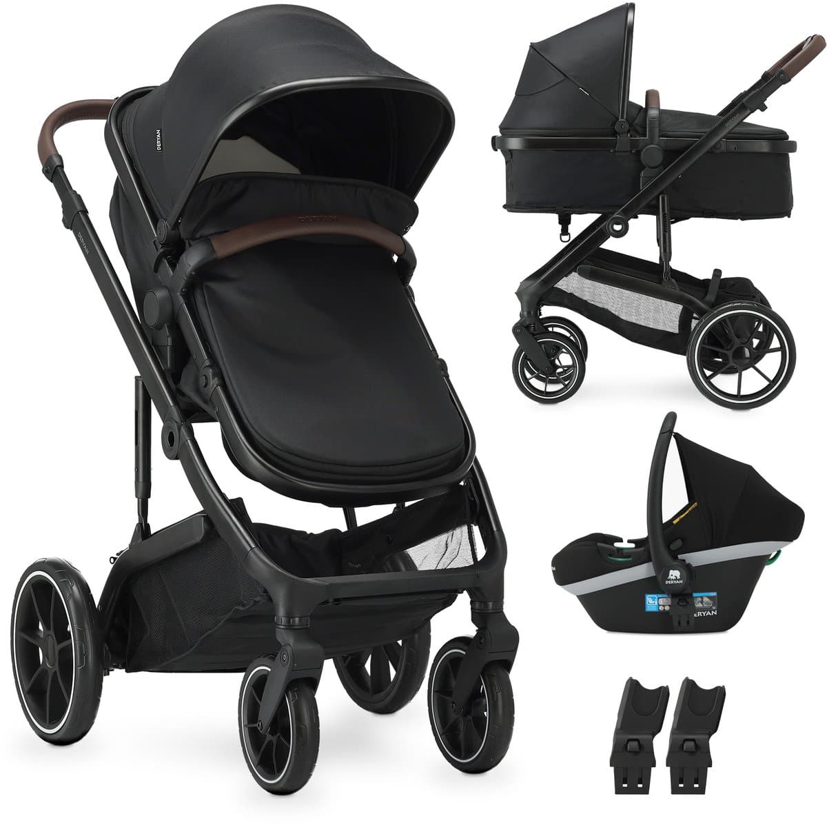 Deryan Noa Kinderwagen 3-in-1 - Wandelwagen met Autostoel - Zwart