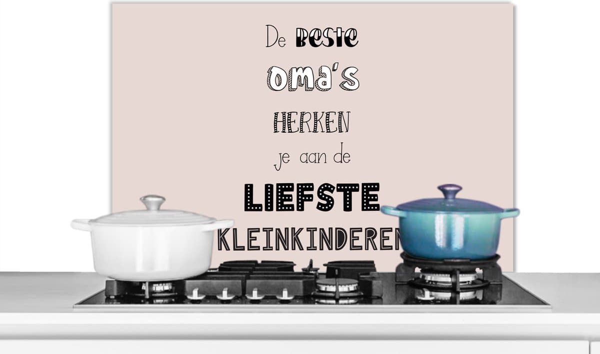 KitchenYeah Spatscherm 80x55 cm - Oma quote - Aluminium