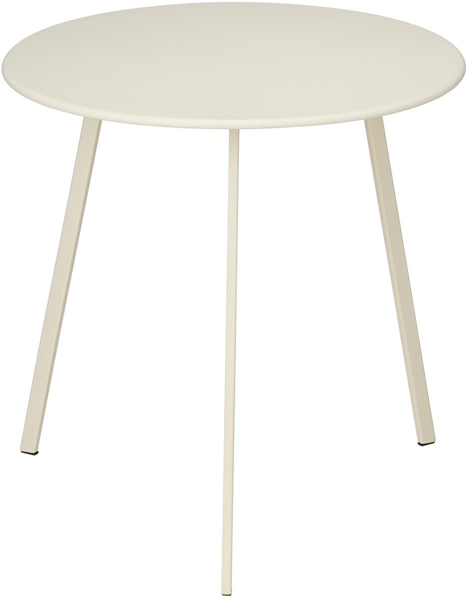 Mica Decorations Seatle Bijzettafel Rond voor Buiten - Koffietafel - Salontafel Buiten - Ook als Plantentafeltje of Plantenstandaard - Metaal - 38 x 61 cm - Creme