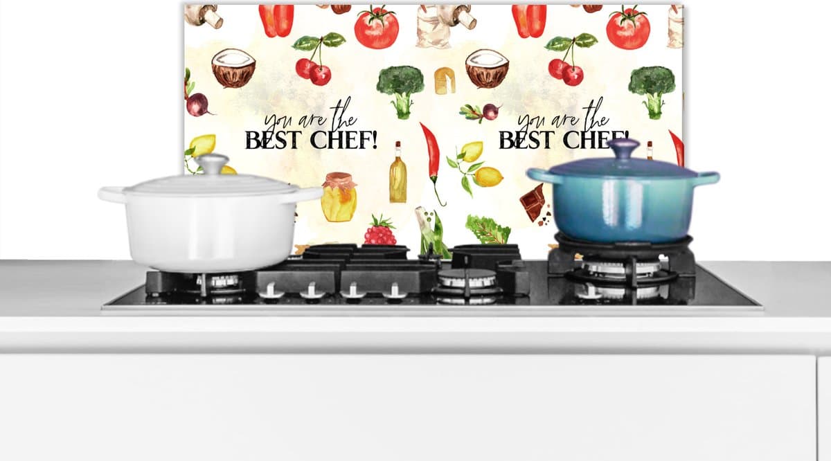 KitchenYeah Spatscherm 60x30 cm - You are the best chef - Aluminium