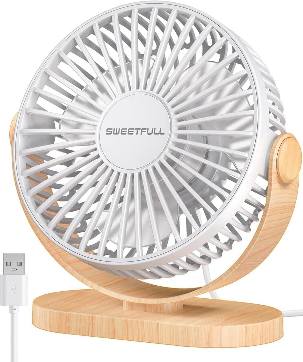 Solvix tafel ventilator geluidloos - Mini Tafelventilator - Plastic - Stil en Lichtgewicht - 3 Snelheden - Voor Thuis, Kantoor en Buiten