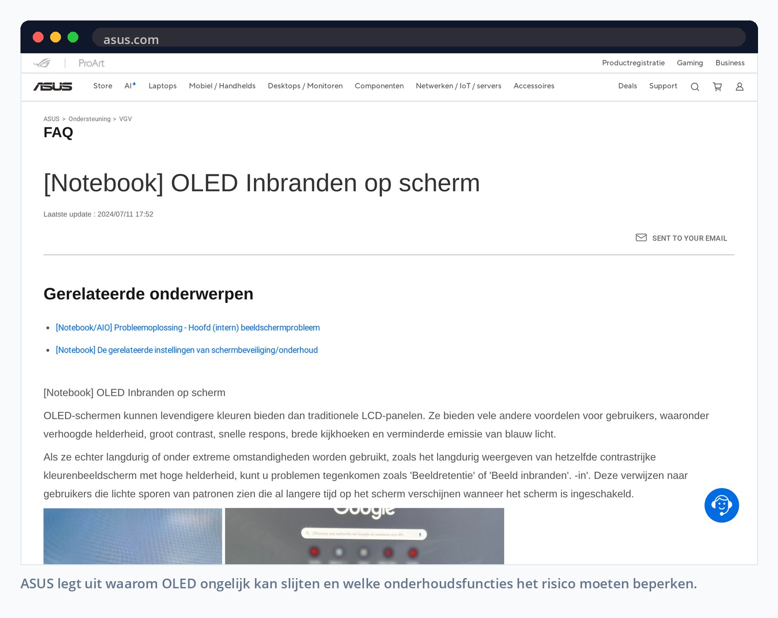 ASUS legt uit waarom OLED ongelijk kan slijten en welke onderhoudsfuncties het risico moeten beperken.