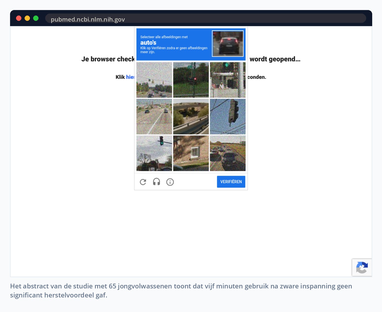 Het abstract van de studie met 65 jongvolwassenen toont dat vijf minuten gebruik na zware inspanning geen significant herstelvoordeel gaf.